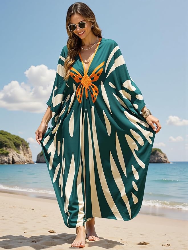 Mumu Dresses for Women Plus Size, Bohemian Kaftan Beach Cover Up Long Maxi Nightgown Soft Loungewear