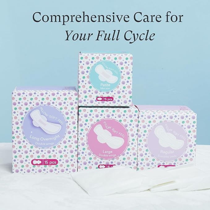 PurComfy Teens Period Pads with Wings for Tweens, Organic Cotton Sanitary Pads for Teen Girls 9-14, Mini Petite, 90 CT
