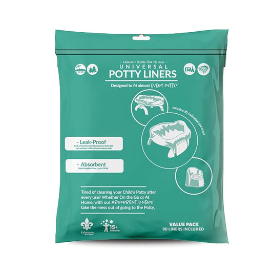 Kalencom Universal Potty Liners - Disposable Potty Liners for Toddlers - Absorbent and Leakproof - Compatible with Potette Travel Potty and Most Standard Toddler Potties (90, Universal)