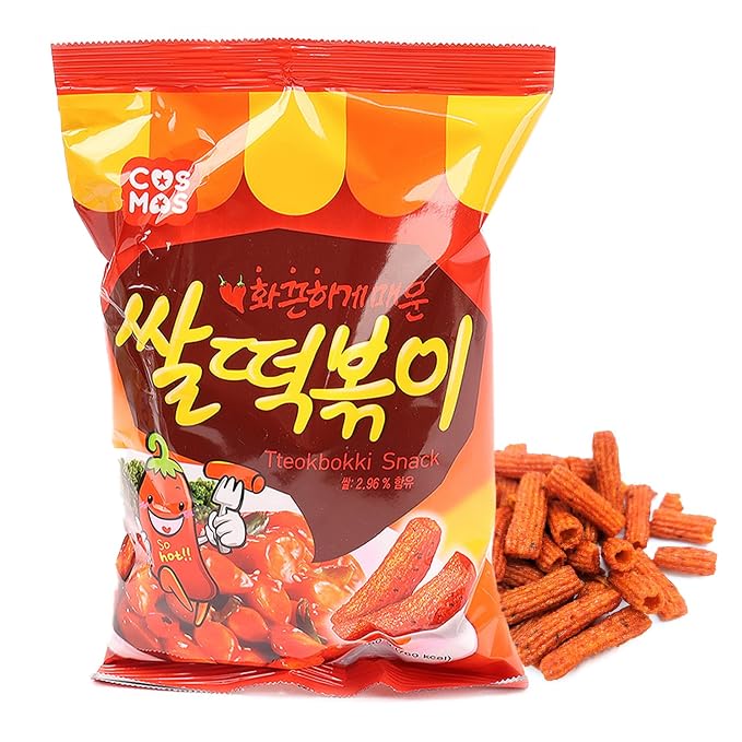 COELO Spicy Rice Tteokbboki Snack 5.6oz (160g) Korean Street Food Sweet & Spicy Sauce Taste K-food Crunch Crispy Snacking Old School Snack Rice Cake Camping Office Holiday Party Size 쌀떡볶이 과자