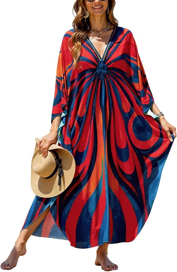 Mumu Dresses for Women Plus Size, Bohemian Kaftan Beach Cover Up Long Maxi Nightgown Soft Loungewear