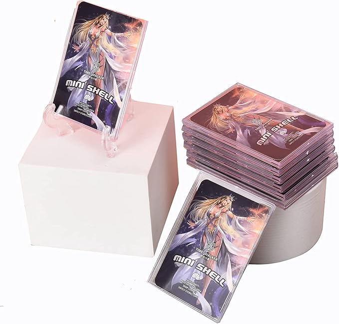 Card Sleeves, Trading Cards Sleeves Kit - 20 Hard Plastic Covers Soft Clear Card Sleeves + 5 Display Stand - Basketball, Football, Baseball,Game Card Protectors, White