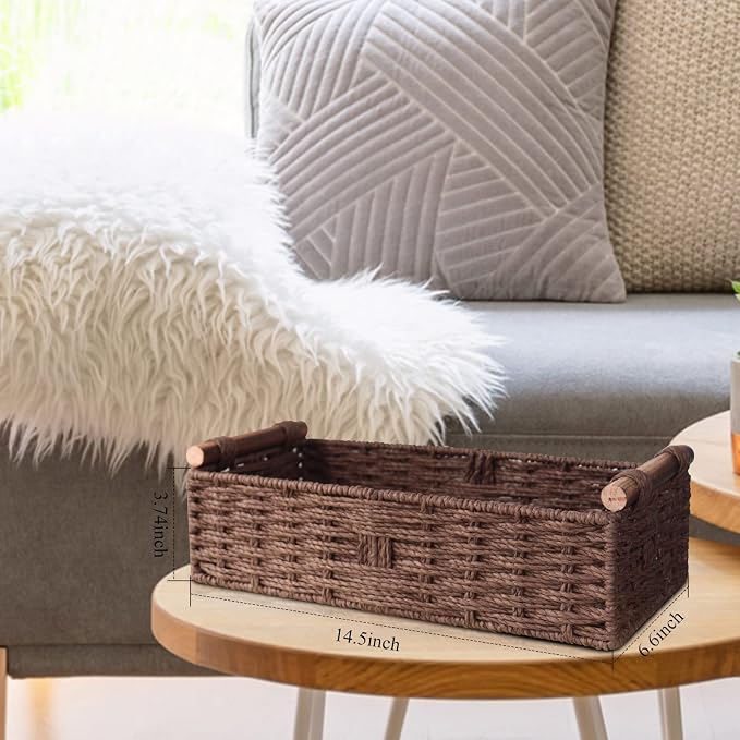 Basket for Toilet Paper Storage Baskets for Bathroom Decor Organizing | with Handle for Bedroom Home Decor and Shelves Apartment Countertop Use,Brown
