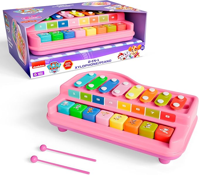 Lollipop Paw Patrol Xylophone and Piano 2 in 1 - Interactive Music Toy for Toddlers - Real Songs, Educational Fun offering Both Xylophone and Piano Modes in one Delightful Toy. (Paw Patrol Purple)