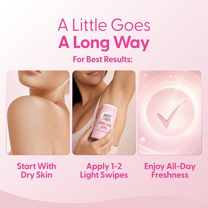 HAPPY CURVES All Over Whole Body Deodorant for Women - Aluminum-Free - Invisible All Day Layer of Full Body Protection for Long Lasting Odor Control, Sensitive Skin, & Private Parts - Herbal Citrus