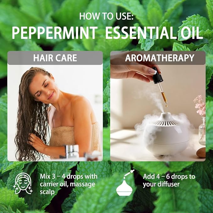 Peppermint Essential Oil, Peppermint Oil for Diffuser, 4 Fl Oz(120ml) | Candle Making, Soap Making, aroma, Strong Scent, Pure, Natural, Home Fragrance, Massage