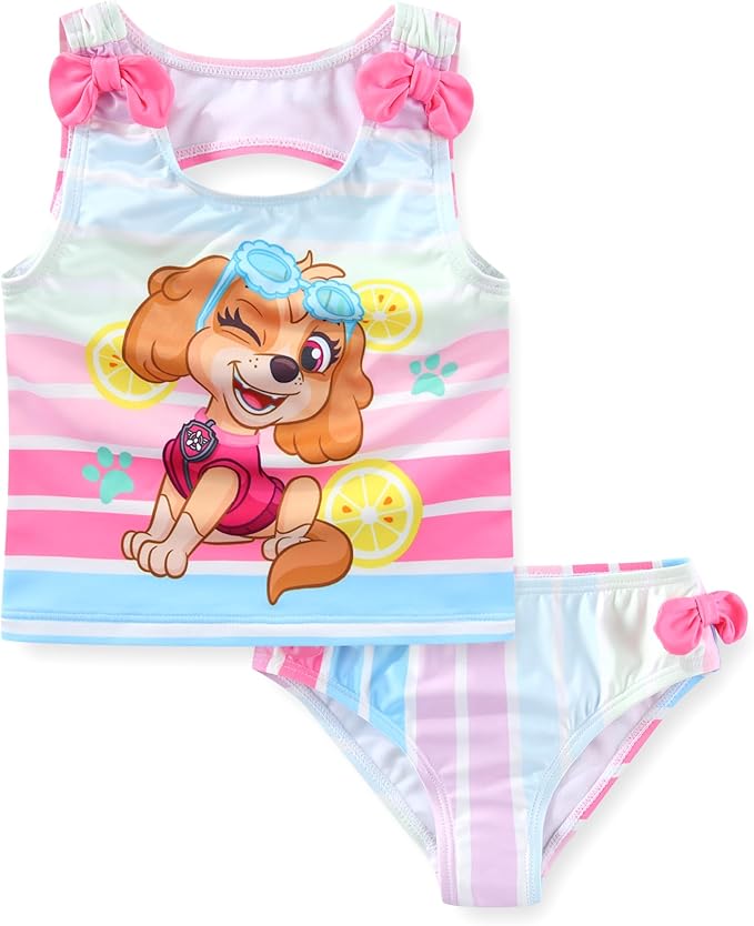 Paw Patrol Nickelodeon Skye Girls UPF 50+ Bathing Suit Tankini and Bikini Bottom Swimsuit Set for Toddler and Big Kids
