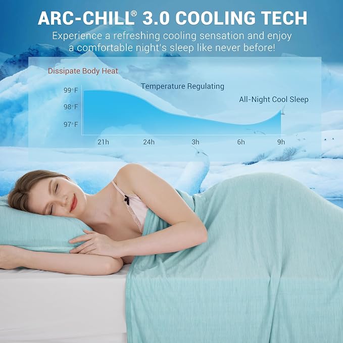 Elegear Arc-Chill 3.0 Cooling Blanket for Hot Sleepers, Twin Size, Green | Q-Max>0.5 Cooling Fabric, Absorbs Heat to Keep Body Cool, Breathable Summer Blankets for Night Sweats & Menopause, 59"x79"