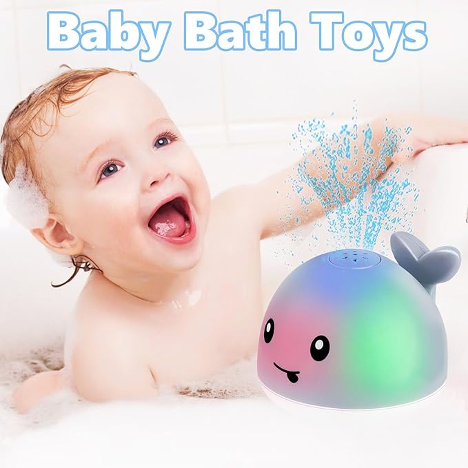 Bath Toys for Kids Ages 1-3 - Valentines Day Gifts for Kids,1 2 3 Year Boys Girls Gifts,Easter Basket Stuffers, Light Up Whale Bath Toy Sprinkler, Toddler Bathtub Pool Water Table Toys, Baby Gift
