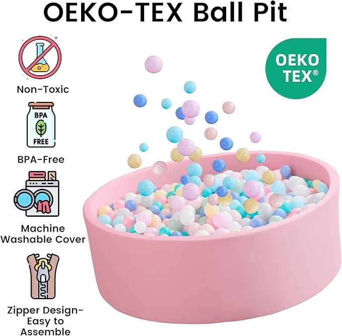 Ball Pit for Toddlers 47.24''x15.75'' Baby Ball Pit Soft Foam Ball Pits Round Lagre Kids Ball Pits Indoor and Outdoor Game Kids Play Ball Pool Ideal Gift for Children (Pink, NO Balls)