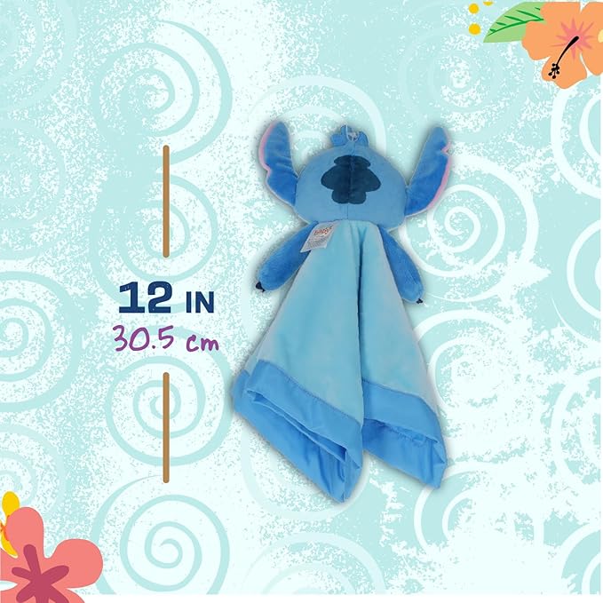 Kids Preferred Disney Baby Lilo and Stitch 12 Inch Stitch Baby Lovey Security Blanket Snuggle Toy Stuffed Animal for Newborn Infants and Babies