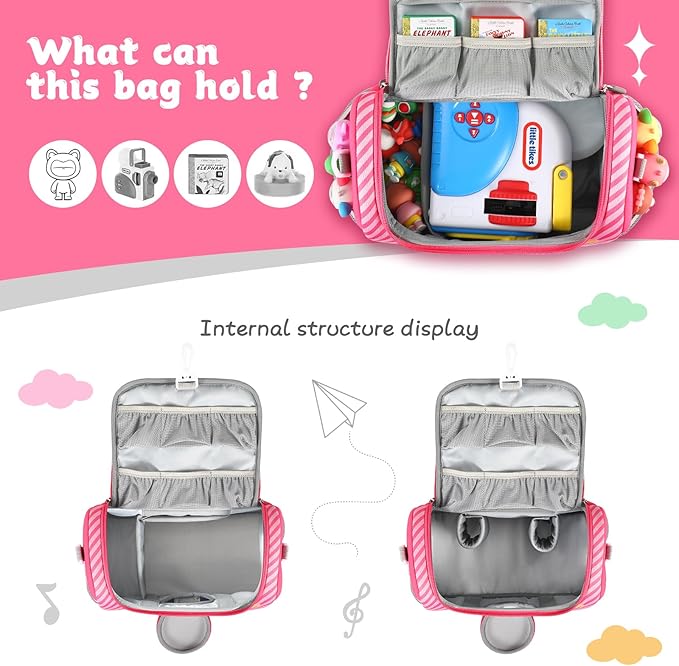 Carrying Case Compatible with Little Tikes for Story Dream Machine Books Starter Set, Portable Storage Bag with Handle and Shoulder Strap for Storytime, Storybook, Character Accessories (Pink)