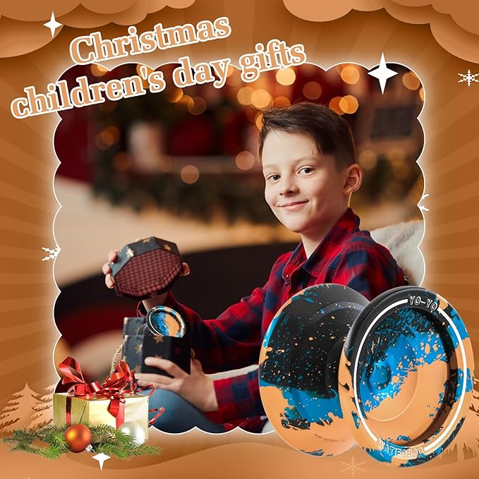 WATIEOBOO Yoyo Responsive Yoyo for Kids 8-12,Professional Unresponsive Yoyo for Adults Pro Metal Trick Yoyo with Yo Yo Bearing Kit 10 Strings, Case & Gloves (Black Blue Orange)