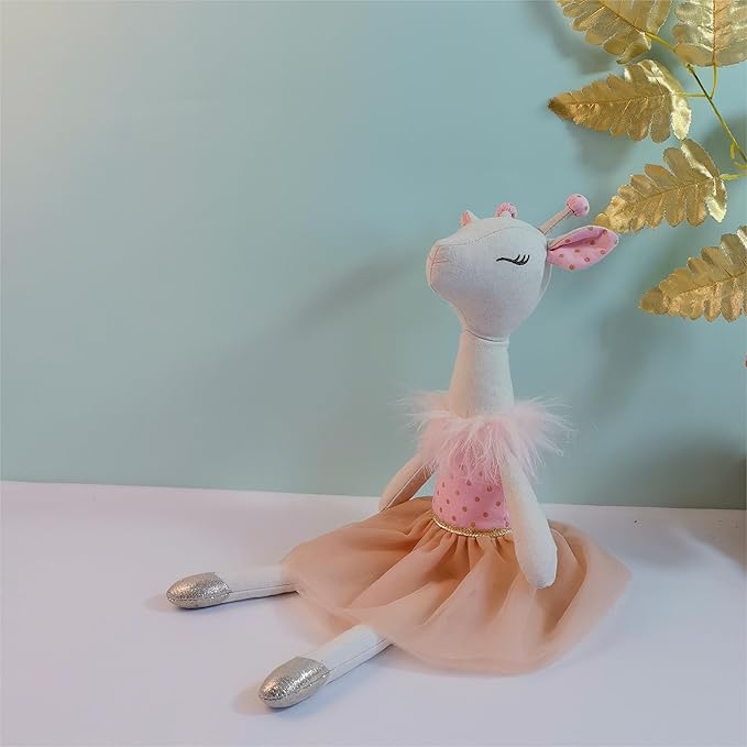 Giraffe Stuffed Animals for Girls,15.7" Pink Deer Plushies with Lace Skirt,Cute Stuffed Animal for Girls