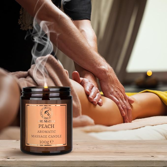 Massage Candle Peach - Soy Wax Candle 3.5Oz - Relaxing Massage Candle - Massage Candle with Coconut and Almond Oils - Body Care - Calming - Beauty - Aromatherapy