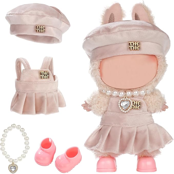 Cute Clothes for Doll Design Outfit Blind Mystery Box Accessories Mini La Boo-Boo Blah Bu Bu BuLafufu Ropa Plush Toy Stuff Dress Overalls Pajamas Hoodie Pink Suit