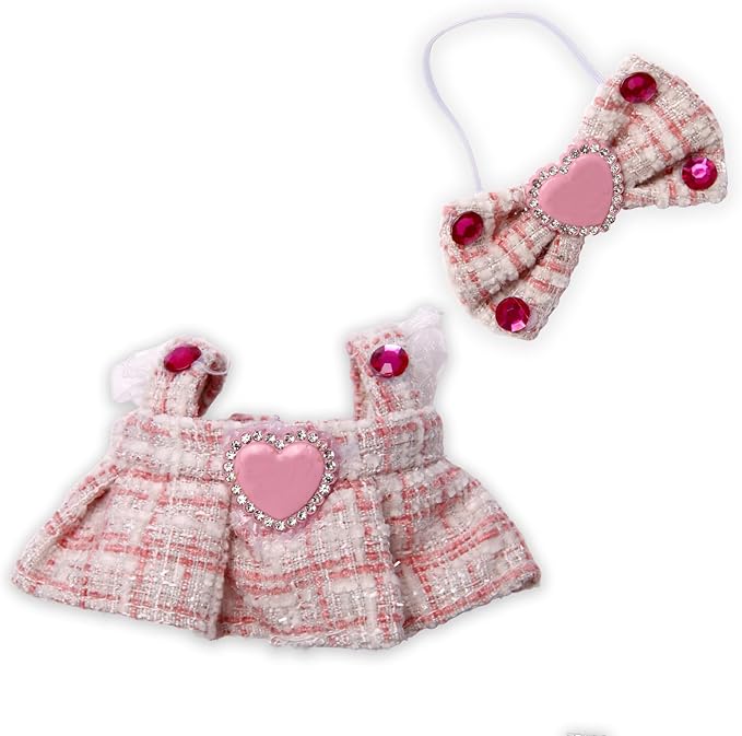Doll Outfit Set for 17cm Dolls, 2 Piece Clothes Set for Doll, Premium Fashion Dresses for Dolls Accessories Suit (Pink)
