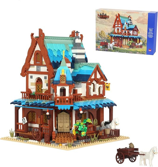 Mini Bricks 1767PCS Fairy Tale Medieval Vintage Post Station Building Blocks,Creative Ideals Village House Architecture Building,Best Halloween for 14+ Boys, Girls or Kids Adults