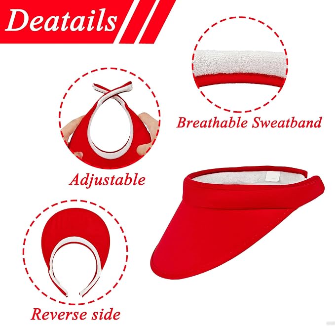 4 Pack Sun Visor Hats Women Men Clip on Cotton Wide Brim Visors Hat Outdoor Sports Golf Beach Travel Tennis Caps