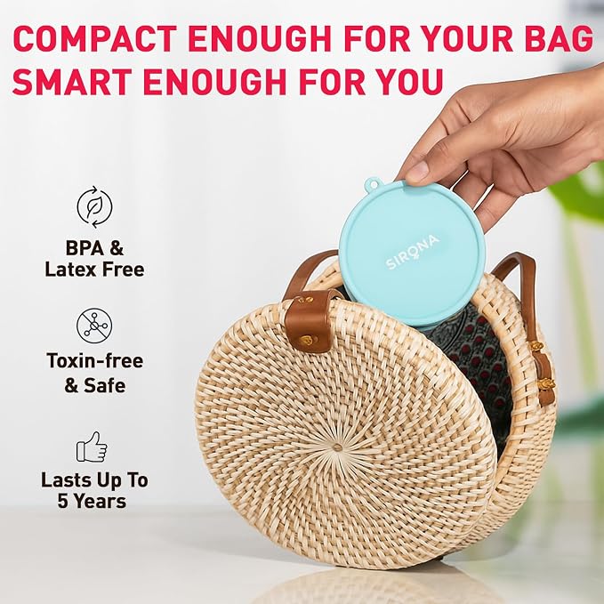 Sirona Menstrual Cups Container Foldable Sterilizing Silicone - 1 Unit | Microwave Friendly | Foldable Menstrual Cup Sterilizer | BPA Free and Non-Toxic | for Camping, Public Restrooms