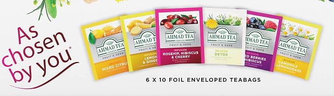 Ammad Tea Herbal Tea, Herbalist Variety Gift Box, 60 Foil Teabags - Decaffeinated & Sugar-Free