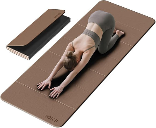 Foldable Extra Large Yoga Mat 74"×31.5", 8mm Double-Sided Non Slip Lightweight Fitness Mat for Man & Woman, Portable for Home Studio & Travel