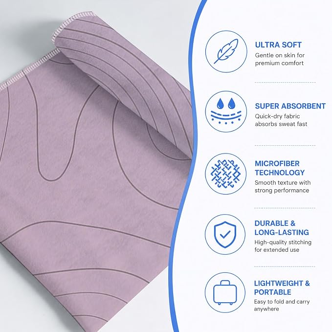Yoga Mat Towel, Hot Yoga Non Slip with 4 Corner Pockets, 70 x 26 in | Soft Absorbent Microfiber With Four Corner Pockets, Fits Over Yoga Mats For Hot Yoga, Pilates, Gym, And Travel