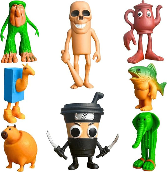 8PCS Italian Brainrot Meme Shark Figures Toys, Tralalero Tralala Figures Toys,Collectible Animals Figurine Doll Brain Rot Cake Toppers Birthday Gifts Party Decorations (MulticolorB)