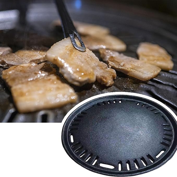 Perforated Korean Cast Iron Grill Plate BBQ Griddle Pan With Oil Drainage & Even Heat For Indoor Outdoor Cooking BBQ Cooking Grate