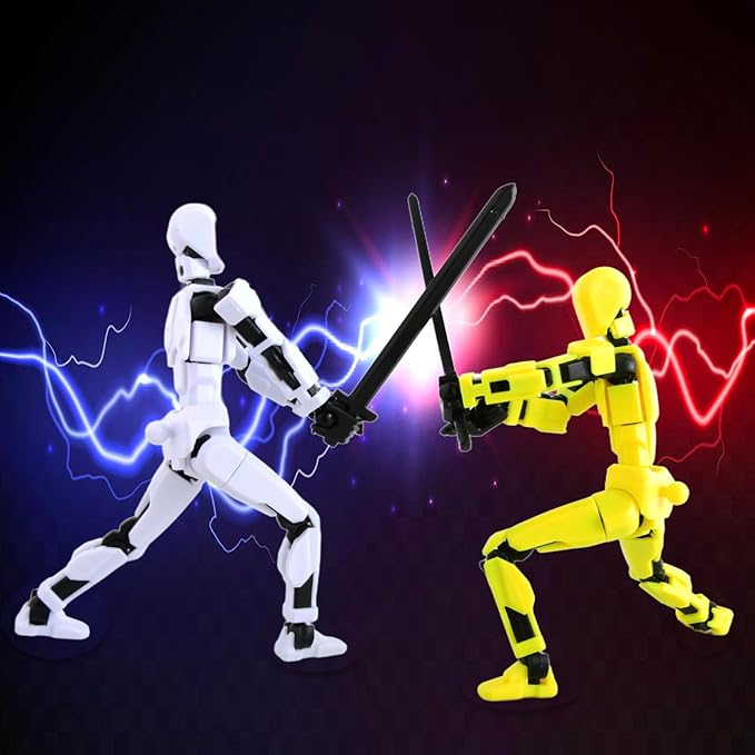 T-13 Action Figure with Pose Stand,Anime Robot Building Toy Sets,Lucky Puppet Joints for Boys,Girls,Men,Women,Multi-Jointed Moveable Dummy Desk Decoration,Desktop Ornament for Game Lover,Yellow