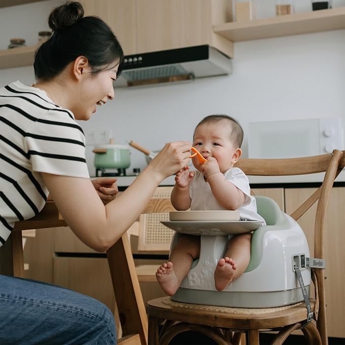 Bumbo 3-in-1 Multi-Seat for 6 to 36 Months, Travel Baby and Infant Feeding & Play Floor Seat, Agave - All-in-One Portable Booster with Dining Tray & Toddler Kitchen High Chair