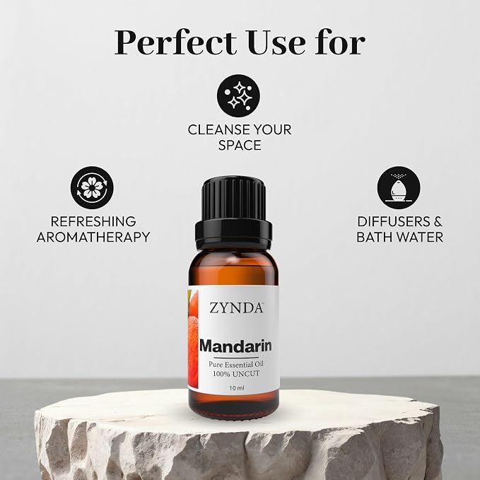 Mandarin Essential Oil – Pure & Natural Mandarin Oil | Uplifting Citrus Aroma for Aromatherapy, Diffuser & Massage | Lab Tested 100% Uncut Essential Oils, Therapeutic Grade – 10ml