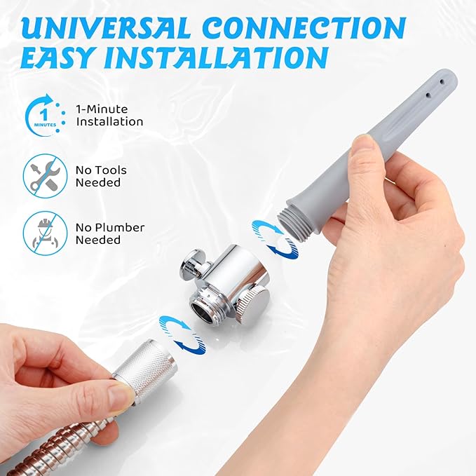 2PcsTravel Enema Shower System with Water Control Valve for Men and Women - Portable Cleaning Nozzle Kit, Colonic Cleaner for Most Shower Systems