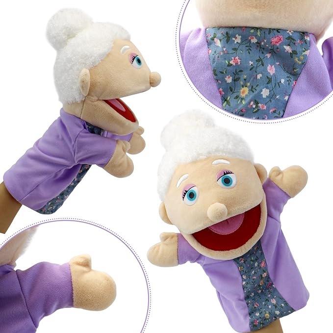 Family Hand Puppets,Puppets for Kids Role Paly Family Members 13.4 INCH Multi-Ethnic Puppets Plush Soft Hand Puppets Family Puppets Story Toys,Puppets for Girls Boys Finger Puppets Puppet Set Gifts