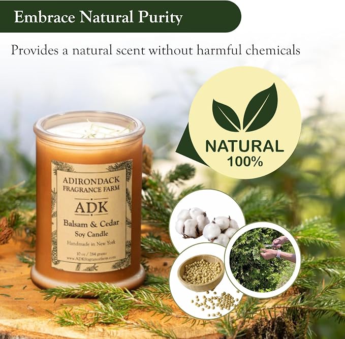 Adirondack Fragrance & Flavor Farm Balsam & Cedar Scented Candle 4.5 Oz | Proudly Poured in The USA, Natural Aromatherapy Wax for Relaxation, Home Décor, Kitchen, Gift and Living Spaces
