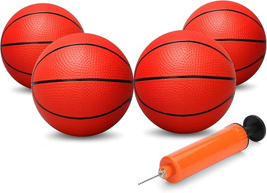 Dilabnba 8" Mini Rubber Replacement Basketballs for Basketball Hoop/Pool, Kids Toddler Soft Beach Bouncy Ball Sports Party Game, Junior Balls Indoor Outdoor Arcades Games, Lightweight (4PCS)