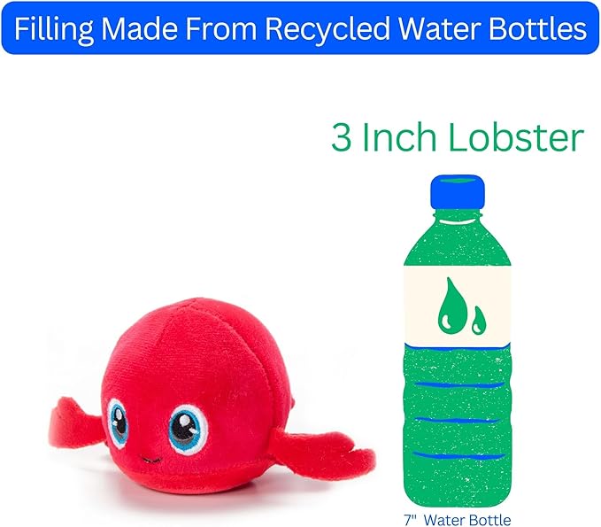 The Petting Zoo Red Lobster Stuffed Animal Plushie, Gifts for Kids, Squishiez Sealife Animal Squeeze Toy, Lobster Plush Toy, 3 inches