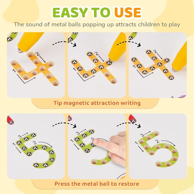 GAMENOTE Magnetic Number Tracing Board, 2 in 1 Double Sided Numbers 1-20 Writing Board for Toddlers & Kids, Preschool Handwriting Learning Toys, Educational Math Manipulatives
