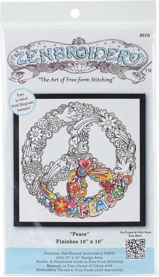 Design Works Crafts 4010 Peace 10" x 10" Zenbroidery Kit, Multicolor