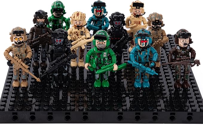 12 PCS Ramdom Military Minifigures People Army Men Modern Soldier Figures(Ramdom 12 figs Included)