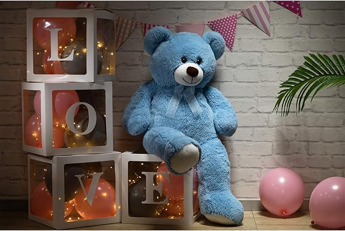 HollyHOME Big Teddy Bear Large Teddy Bear Stuffed Animal Birthday Valentines Day Plush for Kids and Girlfriend 36 inch Blue