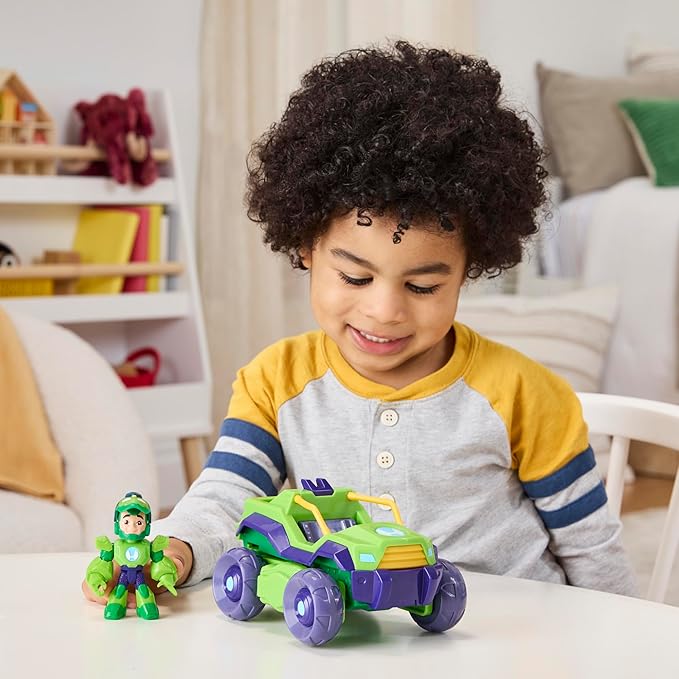 IRON MAN AND HIS AWESOME FRIENDS Marvel 2-in-1 Mech Suit & Vehicle, Action Figure & Toy Vehicle Set, 3-Inch-Scale Super Hero Toys, Ages 3+