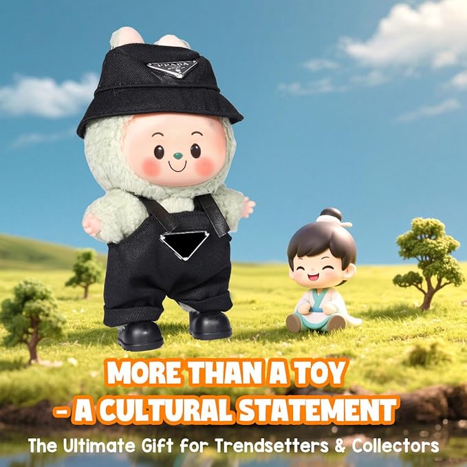 AICase for 17cm Doll Clothes/Outfit,Clothes Set for 17cm Doll,2 Piece Set Hat Clothing,Boys and Girls Stylish Adorable Dolls Clothes Accessories_Black