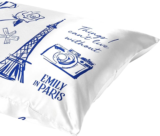 Jay Franco Kids Satin Pillowcase – Pillow Cover ONLY – 20 x 30 Inch Standard Size Super Soft & Comfort Bedding, Official Licensed Product, Multi - Emily in Paris