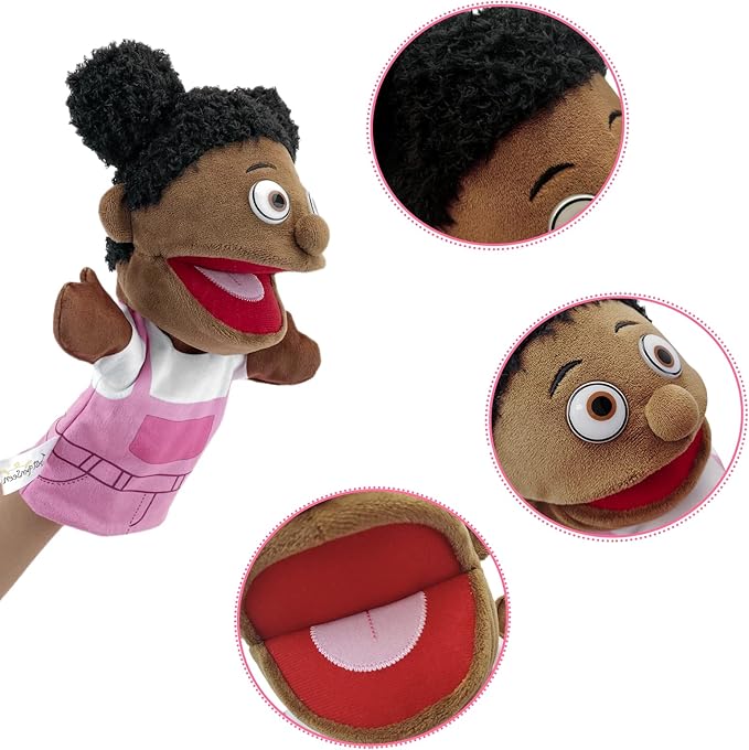 Family Hand Puppets, Puppets for Adults Puppets for Kids Role Paly Family Members 11.8 INCH,Multicultural Finger Puppet with Movable Mouth Soft Plush Puppets for Storytelling Teaching (African Style)
