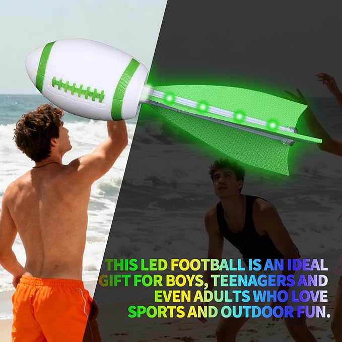 Glow in The Dark Football – Light Up Foam Football for Boys Ages 3+, Outdoor Sports Toy for Camping, Beach Games, Birthday Gift