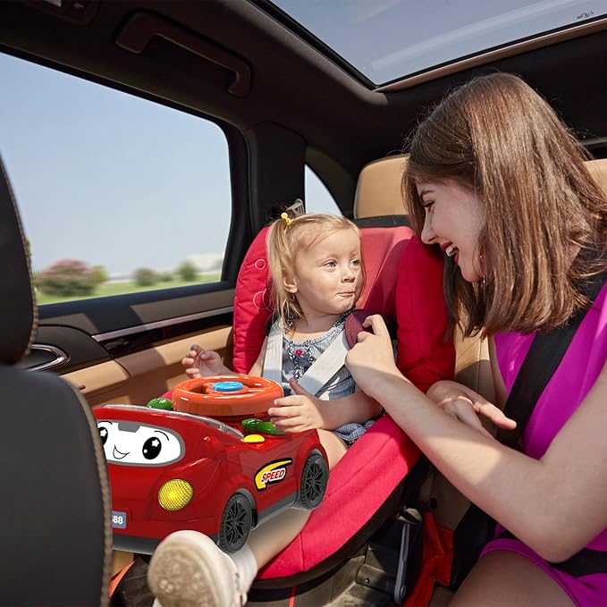 2-in-1 RC Car & Steering Wheel Toy, Musical Toddler Car, Interactive Simulation Driving Toys for 18+ Months Baby Learning, Gift for 1 2 3 4 5+ Years Old Boys Girls