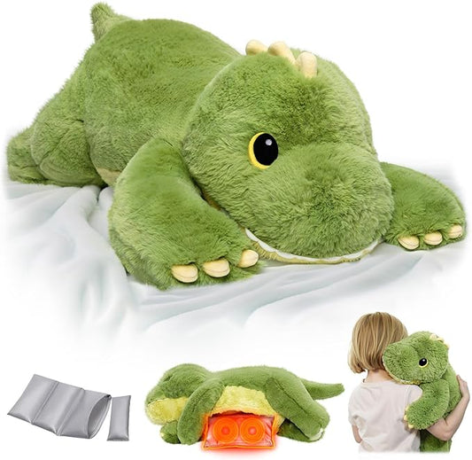 Weighted Stuffed Animals with Microwavable Heating Pad - 5lb Adjustable, Heatable & Coolable Dinosaur Plush for Relaxation, Removable Inner Pad, Plush Gift for Kids Adults (23 Inch)