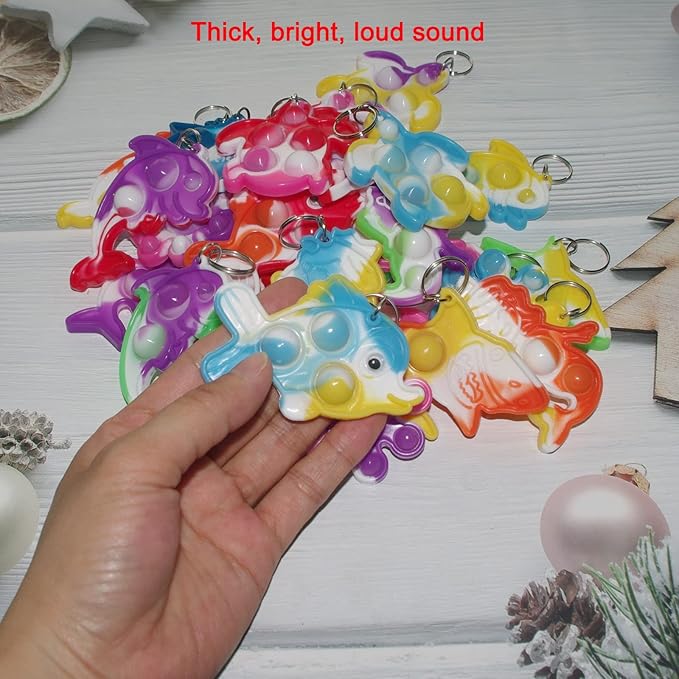 Goodangie00 Bulk Turtle Octopus Dolphin Mermaid Shark Fish Ocean Mini Pop Fidget Toys for Students Prize, Summer Party Favors