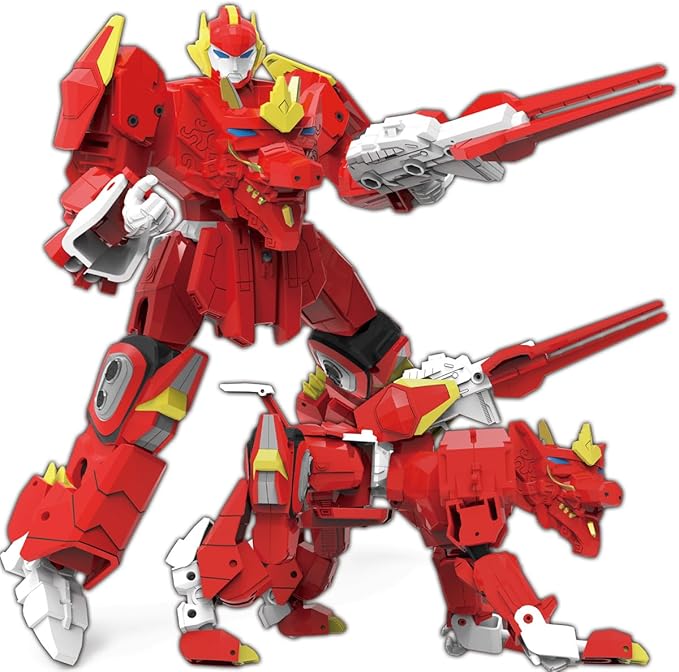 Wenbeier Animal Transforming Robot Toys Kirin Action Figure for Kids 10-in Deformation Robot for Boys & Girls Ages 6-12 (Red)